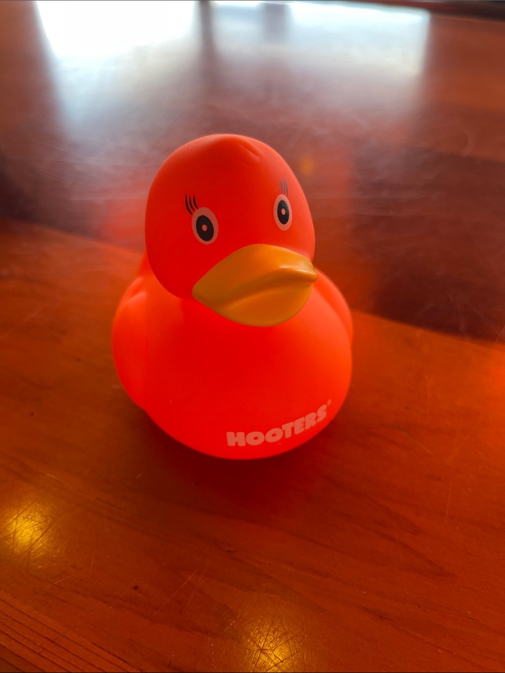 Hooters Orange Rubber Duck with Yellow Beak